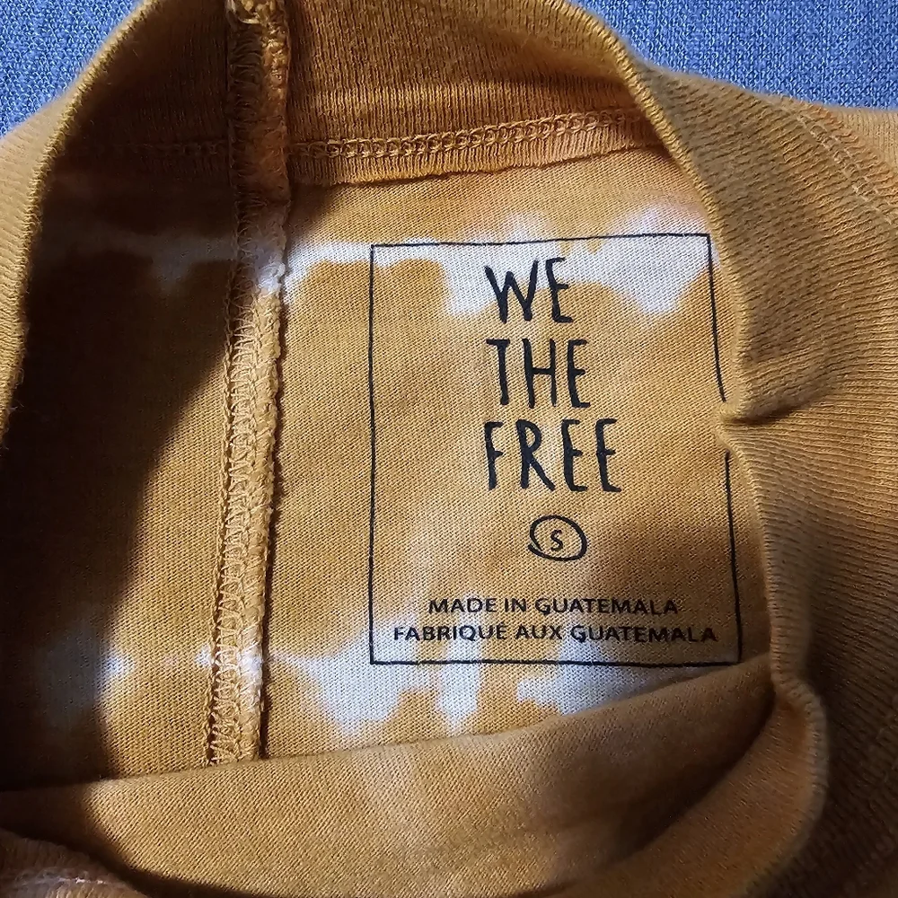 We The Free “Be Free” Tie-Dye Oversized Long Sleeve Tee- Small | Orange & White - Picture 4 of 6